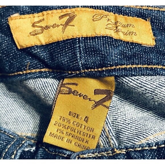 Seven7 Womens Size 4 Distressed Flare Jeans Boho Hippie Stretch Pockets - Picture 4 of 6